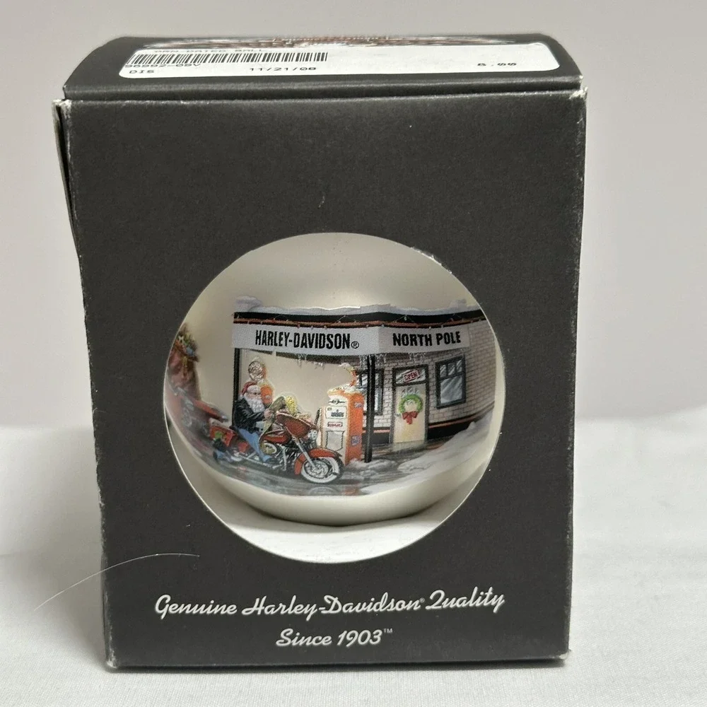 HARLEY-DAVIDSON 2008 White‎ Glass Ball Holiday Ornament 96992-09V, 3